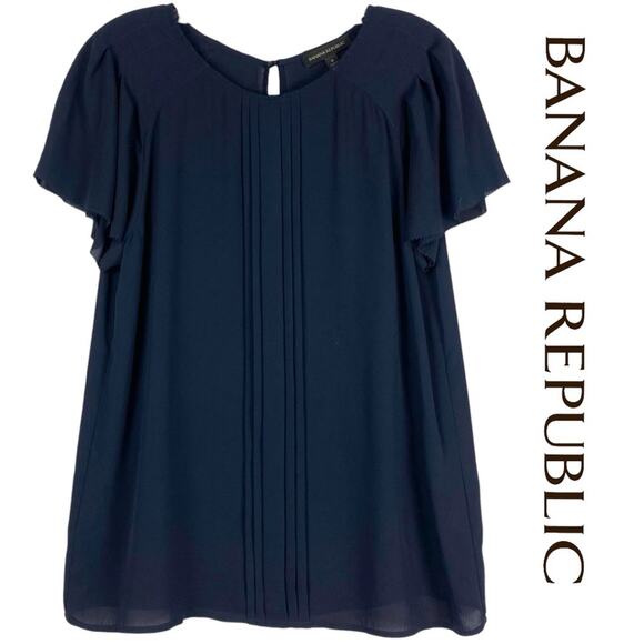 Banana Republic Women’s Semisheer Navy Blouse Size Small - Picture 1 of 11